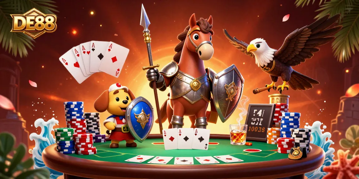 Engage in thrilling poker action at DE88 with a vibrant scene of medieval characters.
