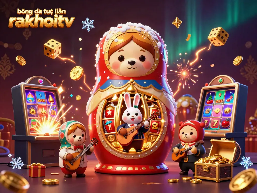 Experience the excitement of bóng đá trực tuyến rakhoitv with colorful casino elements and lively characters.